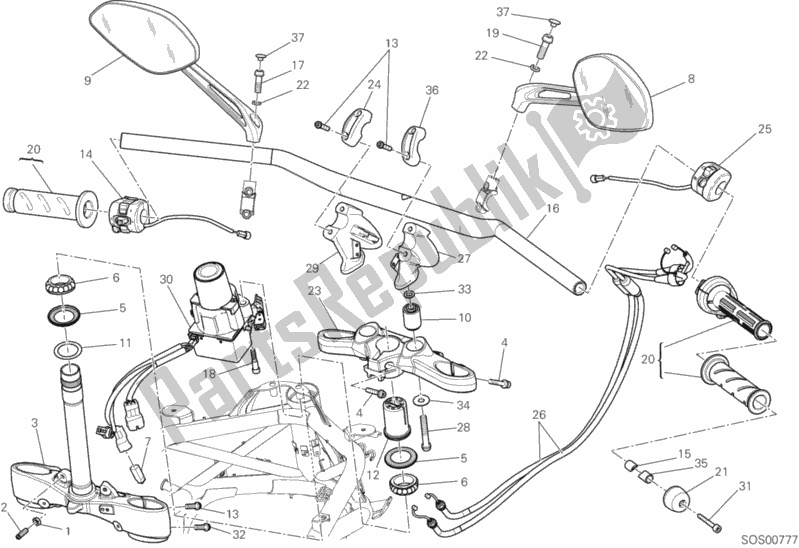 Tutte le parti per il Manubrio del Ducati Diavel Titanium USA 1200 2015